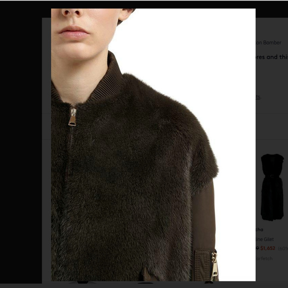 Blancha Brown Mink Fur & Nylon Bomber Jacket Sz 40 - Picture 3 of 8